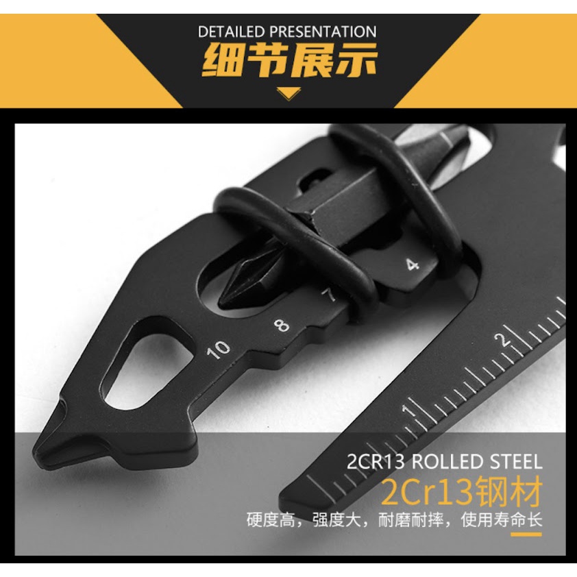 พร้อมส่ง EDC แบบพกพา 15 In 1เครื่องมือกลางแจ้งการ์ด Multitool Card สำหรับ Campers หกมุมประแจไขควงซ่อมบ้าน gadget - รูปที่ 4