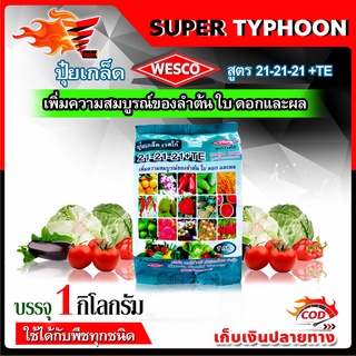 WESCO ปุ๋ย 21-21-21 +TE(ธาตุรองเสริม) ปุ๋ยเกล็ด เวสโก้ เพิ่มความสมบูรณ์ของลำต้น ใบ ดอกและผล บรรจุ 1 กิโลกรัม