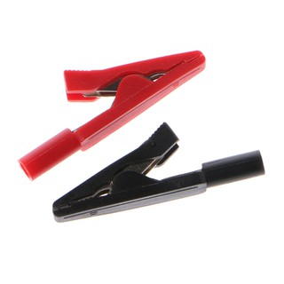 SEL♧ 2 Pcs Insulated Alligator Clip 2mm Banana Female Adapter Meter Test Probe Black Red