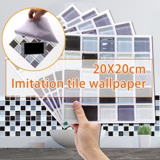 6ชิ้น สติกเกอร์กระเบื้องโมเสค  สติกเกอร์ติดกระเบื้อง วอเปเปอร์ติดผนัง wallpaper ห้องครัว ห้องนอน วอลเปเปอร์  มีกาวในตัว