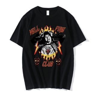ผ้าฝ้ายคอกลมคนแปลกหน้า 4 Hellfire Club T เสื้อ Eddie Munson กราฟิกพิมพ์เสื้อยืดบุรุษแฟชั่น Hip Hop Harajuku Tee เสื้อ Ov