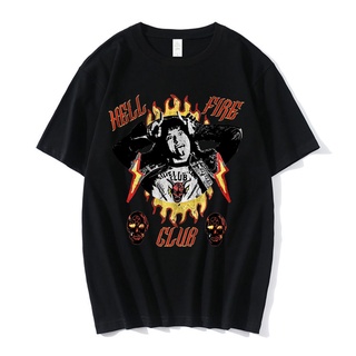 ผ้าฝ้ายคอกลมคนแปลกหน้า 4 Hellfire Club T เสื้อ Eddie Munson กราฟิกพิมพ์เสื้อยืดบุรุษแฟชั่น Hip Hop Harajuku Tee เสื้อ Ov