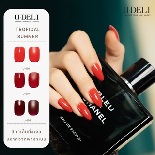 สีทาเล็บกึ่งเจล  U-DELI 16ml ไม่ต้องอบ โทนสีแดง Always Red หรู สีสวยชัด เงาแวววาว ไม่มีParaben ไม่มีกลิ่นฉุนรบกวน