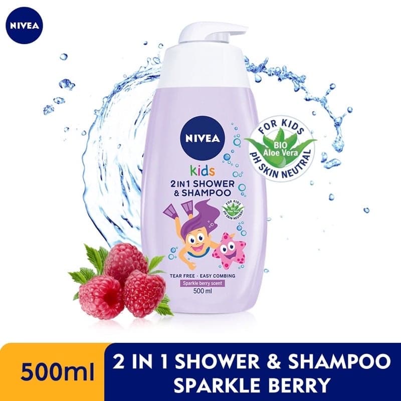 NIVEA Baby kids 2 in1แชมพู+ครีมอาบน้ำ 500ml 3สูตรพร้อมส่ง สินค้านำเข้าไม่มีในไทยหอมสุดๆต้องลอง