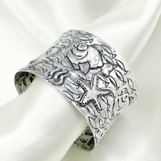 DSP กำไลเงินแท้ลายปลา และปลาดาว คอลเลคชั่นท้องทะเลอันดามัน เงินแท้ 925: DSP 925 Sterling Silver Bangle [GSPP0346]