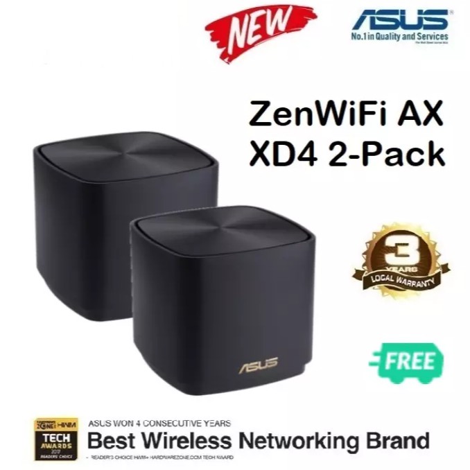 ASUS XD4 (Pack 2) ZenWiFi AX Mini WiFi 6 AX1800 Dual Band AiMesh System