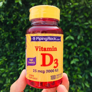 80% Sale!! EXP: 04/2023 วิตามินดี 3 High Potency Vitamin D3 1000 IU 100 Quick Release Softgels (Piping Rock®)