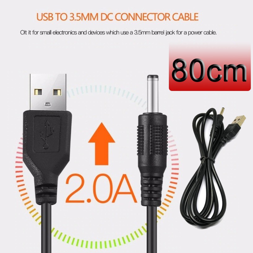สาย USB 2.0 A Male To 3.5x1.35mm (80cm) 3.5mm Plug Barrel Jack 5V DC Power Supply Cord high quality 