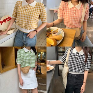 พร้อมส่ง : เสื้อครอปโปโล คอปกสีขาว 4 สี