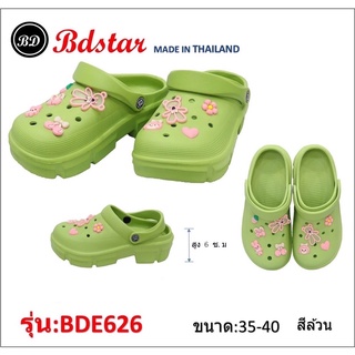 รองเท้าหัวโตหญิง626ติดการ์ตูนน่ารักพื้นหนา ส้นสูง 6.3 ซม BB DOUBLE ไซร้35-40 พื้นนิ่มสวมใส่สบายเท้า