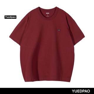 Yuedpao ยอดขาย No.1 รับประกันไม่ย้วย 2 ปี ผ้านุ่ม ยับยาก ไม่ต้องรีด เสื้อยืด Oversize Logo Purple Red