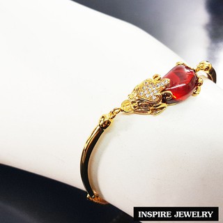 Inspire Jewelry ,สร้อยข้อมือปี่เซียะ งาน Design ประดับพลอย หุ้มทองแท้ 100% 24K สวยหรู สามารถปรับขนาดได้               .