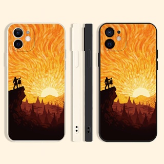 oil painting เคสไอโฟน 13 promax 8 พลัส 8 plus se2020  sunset iPhone 11 12 13 pro max phone case Xr Xs X max เคส นิ่ม