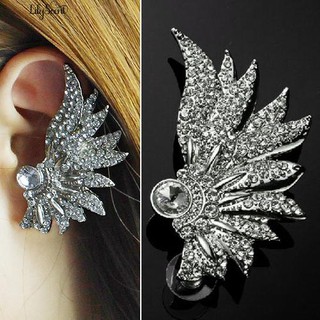 👍💎1 ชิ้นผู้หญิง Punk Wing หู Cuff Rhinestone Inlaid คลิป Stud Club