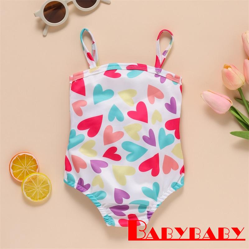 ☽GT✲Sister Heart Print Bowknot Matching Swimwear