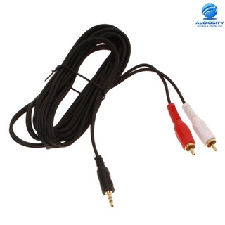 AQC-304 สายต่อสัญญาณเสียง จากคอมพิวเตอร์เข้าเครื่องเสียง 3.5mm Stereo Plug to 2 x RCA Plug