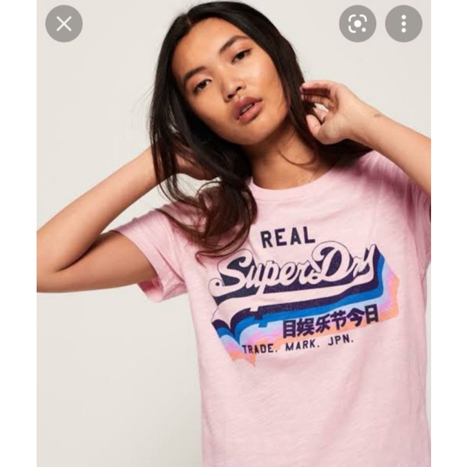 เสื้อยืดคอกลมผู้หญิง​ superdry​ แท้100% ไซส์uk8 อกได้ถึง36"