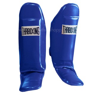 THAIBOXING สนับแข้งมีปลายขาหนังเทียม สีน้ำเงิน