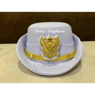 หมวกข้าราชการ หมวกหม้อตาล ชุดข้าราชการ ชุดปกติขาว พร้อมครุฑปักดิ้นทอง