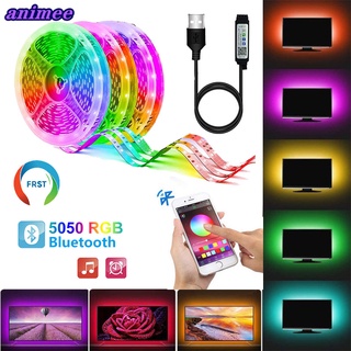 24key Bluetooth Led Strip Lights 5050 RGB Bluetooth APP ไฟเเต่งห้อง ไฟ LED แบบเส้น RGB การซิงโครไนซ์เพลง การไล่ระดับสีที่มีสีสัน ขนาด 5ม. 10ม. 15ม. 5050