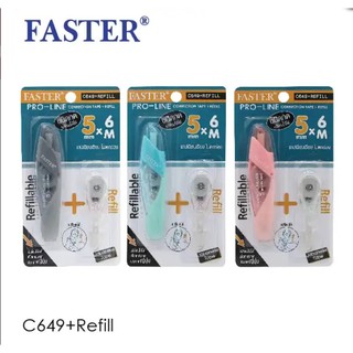 เทปลบคำผิด Faster C649 5มม.*6ม.+รีฟิล