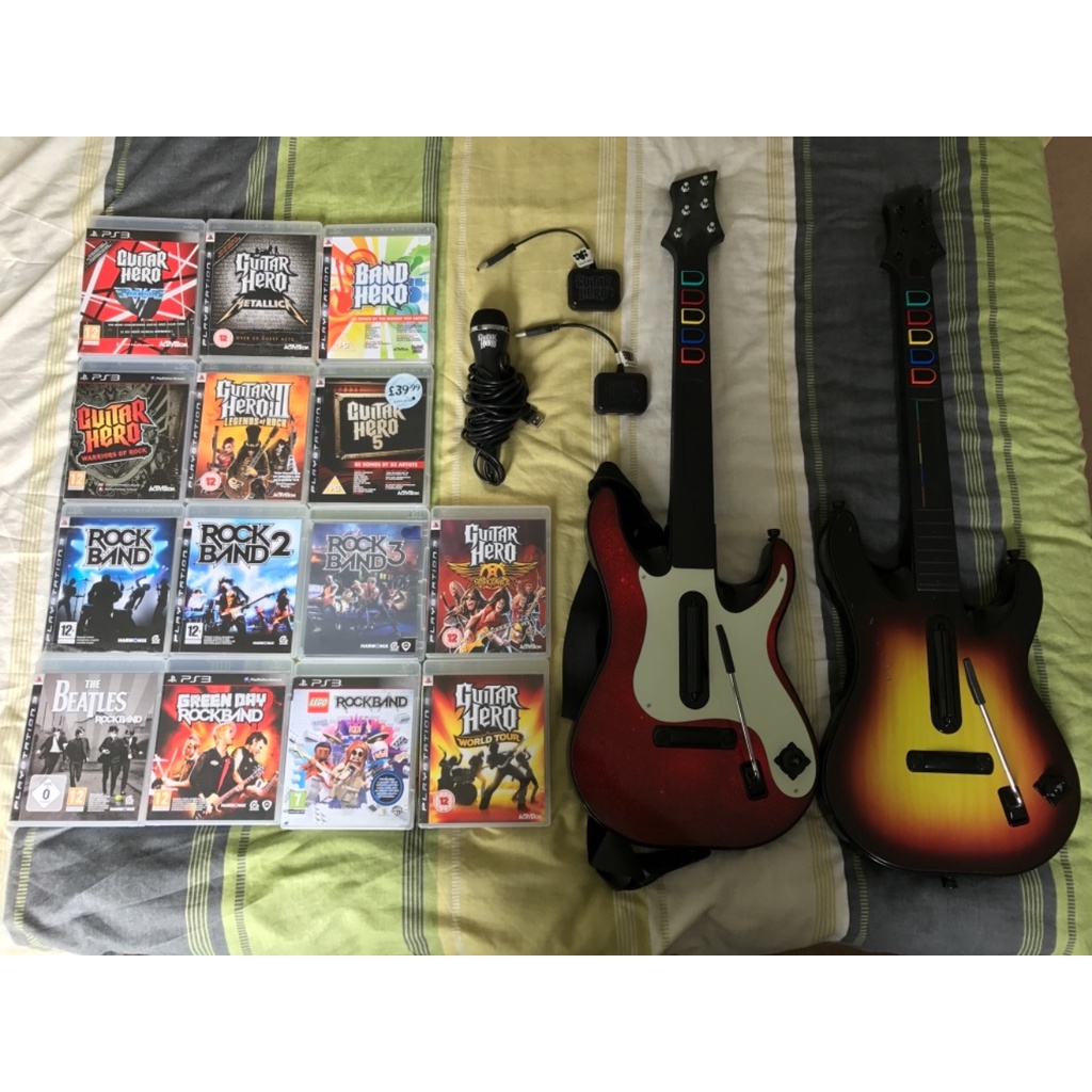 PS3 guitar hero & rock band จอยกีต้าร์+แผ่นเกมส์สายเพลง นักดนตรี​