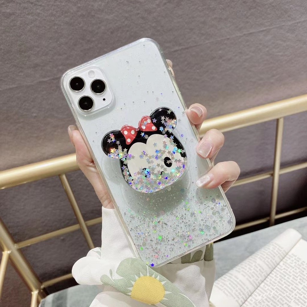 Vivo S1 V20 Y50 Y30 Y30i Y20 Y20i Y20S V19 Y19 Y85 V9 V11 V15 Pro V11i Y91C Y67 Y66 V5 Plus Lite Cartoon Mickey Minnie Quicksand Stand Glitter Soft TPU Phone Case #8