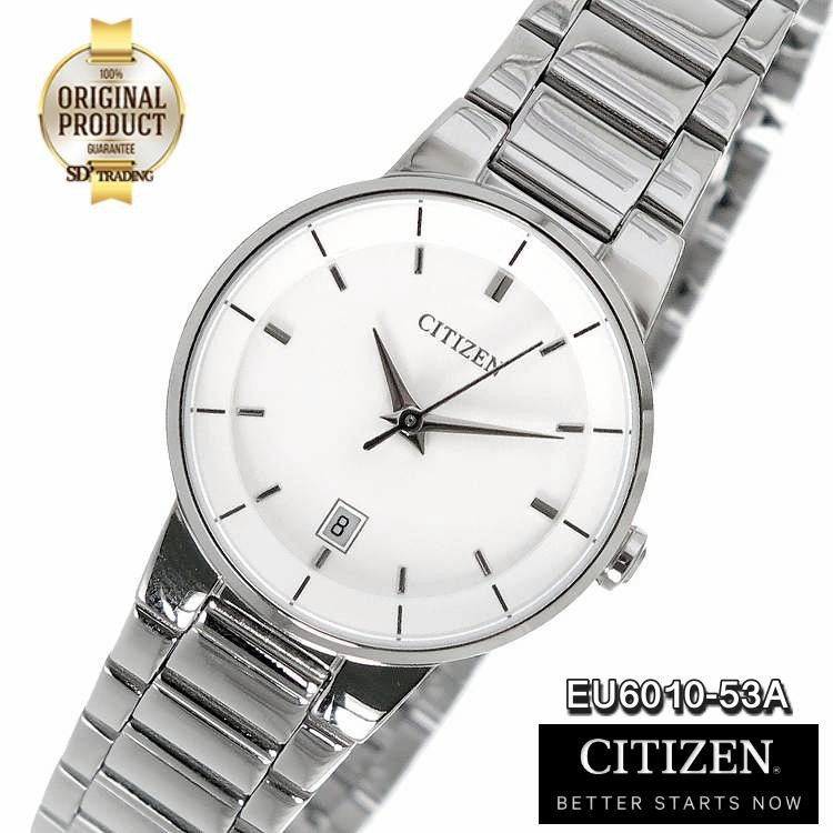 CITIZEN Women's Quartz รุ่น EU6010-53A Stainless Steel Date Watch - Silver/White