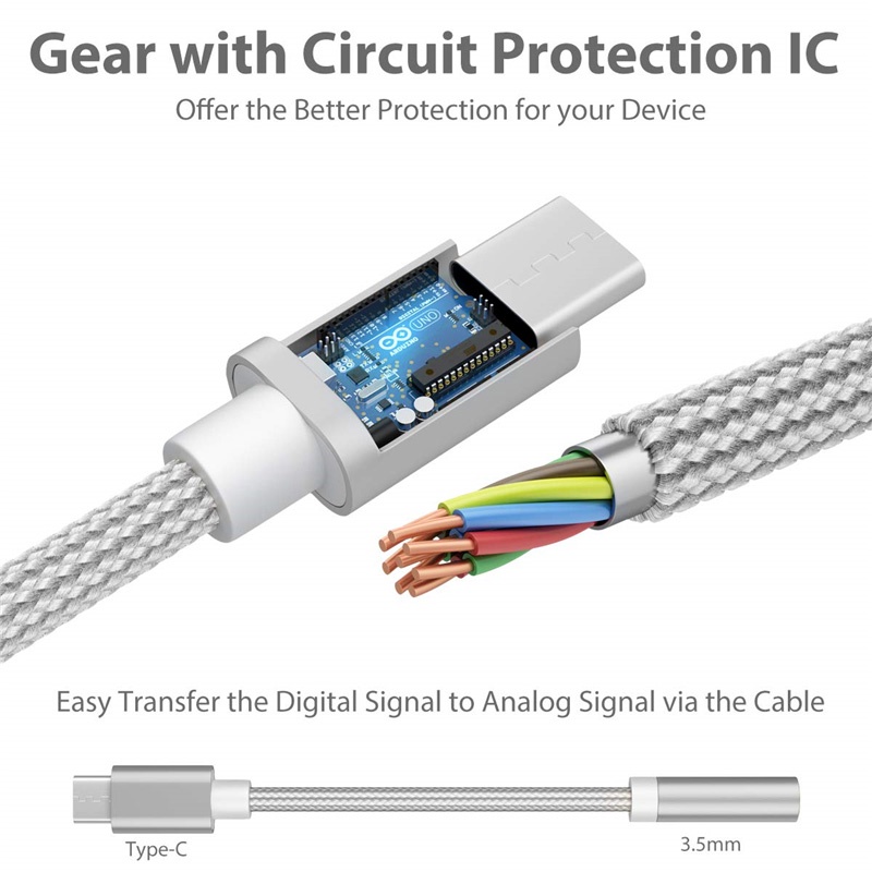 USB Type C ถึง 3.5 มม.แจ็คสายสัญญาณเสียง USB-C Type-C รูปที่ 8