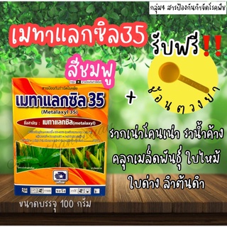 💥เมทาแลกซิล 35 ชมพู ‼️ฟรี‼️ช้อนตวง รากเน่าโคนเน่า ราน้ำค้าง ใบแห้ง ใบด่าง