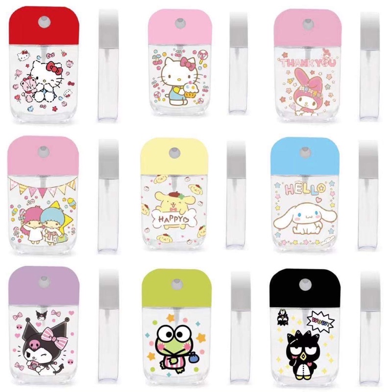 แบบใหม่ ฝาหมุน ขวดเปล่าใส่แอลกอฮอล์น้ำ ลายสกีนหรืองานปั้ม 3D น่ารักมาก ขนาด 50ml. แถมฟรีกรวย