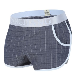 WJ กางเกงบ็อกเซอร์ กางเกงลำลองขาสั้น Men Breathable Cotton Underpants Underwear Sexy Boxer รุ่น 1044-DK