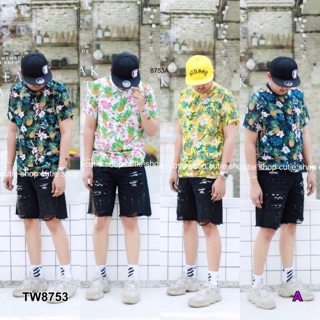 เสื้อลายสัปปะรด คอกลม (8753)