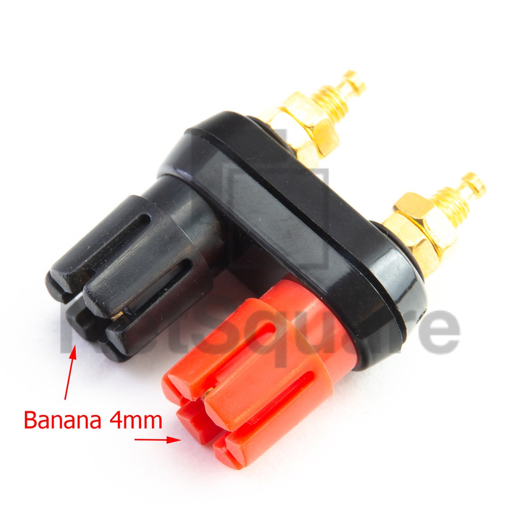 Banana Plug W แบบคู่ Dual ดำ+แดง 4mm คอลลัมน์สายไฟลำโพง ปลั๊กกล้วยคู่ บานาน่า สำหรับลำโพงและเครื่องข