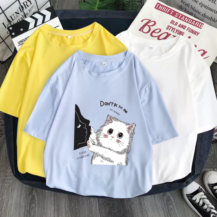 D290(พร้อมส่ง）เสื้อยืดแขนสั้ง สำหรับชายและหญิง.ลายแฟชั่งนานาชาติ ใส่เทียวออกกำลังกายได