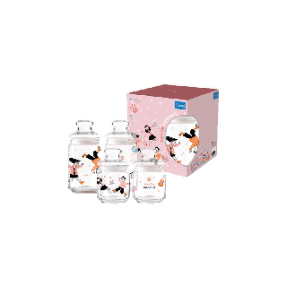 OCEAN ขวดโหลแก้ว Work Life Flow Storage Jar Set (Pack of 4)