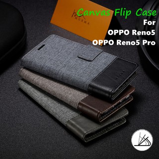 เคสโทรศัพท์ผ้าใบแบบฝาพับ สำหรับ OPPO Reno 5 5pro Reno5 pro Reno5pro 5G ผ้ากระเป๋าสตางค์แม่เหล็กกันกระแทกเคสโทรศัพท์มือถือพร้อมช่องเสียบการ์ดที่วางโทรศัพท์เรียบง่ายธุรกิจธรรมดา