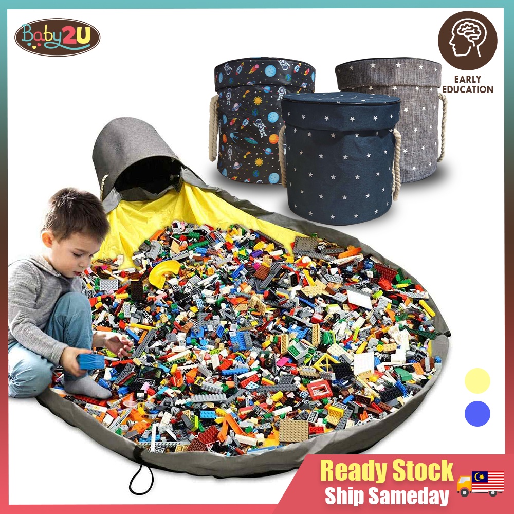 ของเล่น Clean-up Storage Bucket 2in1 แบบพกพากระเป๋าเด็ก Big Cleanup Tidy Up Play Mat ของเล่น Organiz
