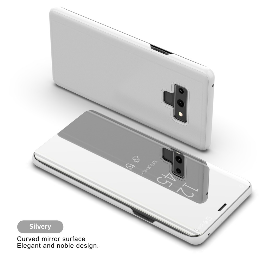 ☍Samsung Galaxy Note 9 เคส Anti-fall Stand Mirror Case Cover Note9 Smart Flip Clear View Leather