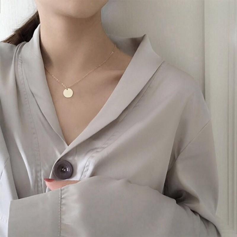 Minimalism สร้อยคอโซ่ ประดับจี้ทรงกลม เครื่องประดับสำหรับสตรี