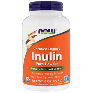 พร้อมส่ง!!! Now Foods, Certified Organic Inulin, Prebiotic Pure Powder, 8 oz (227 g)