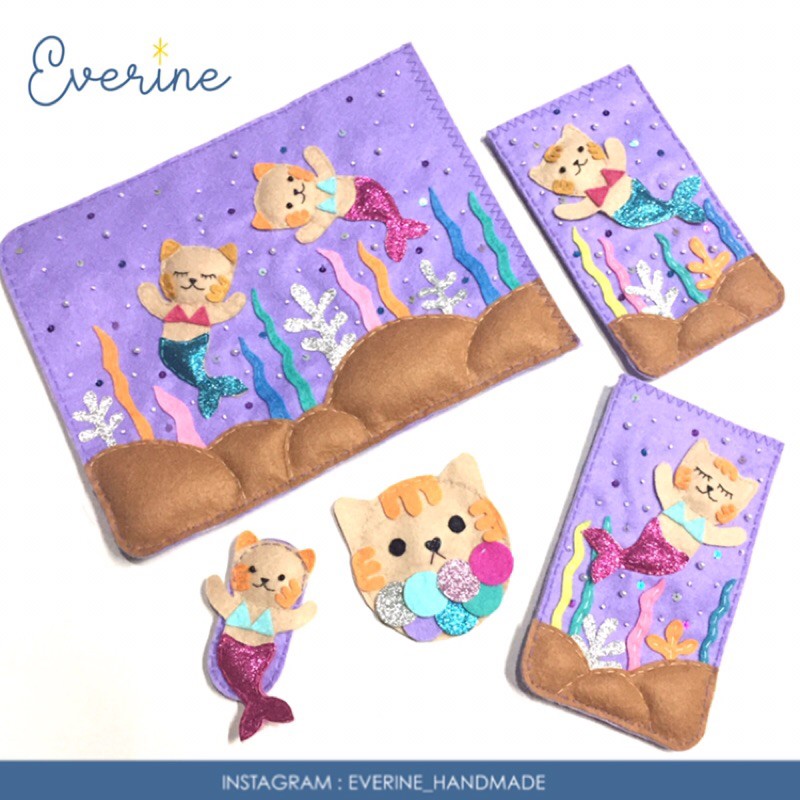 EVERINE - CAT MERMAID SET ที่เก็บหูฟัง-สายชาร์จ/ซองใส่โทรศัพท์มือถือ/ซองใส่พาวเวอร์แบงค์/ซองIPAD