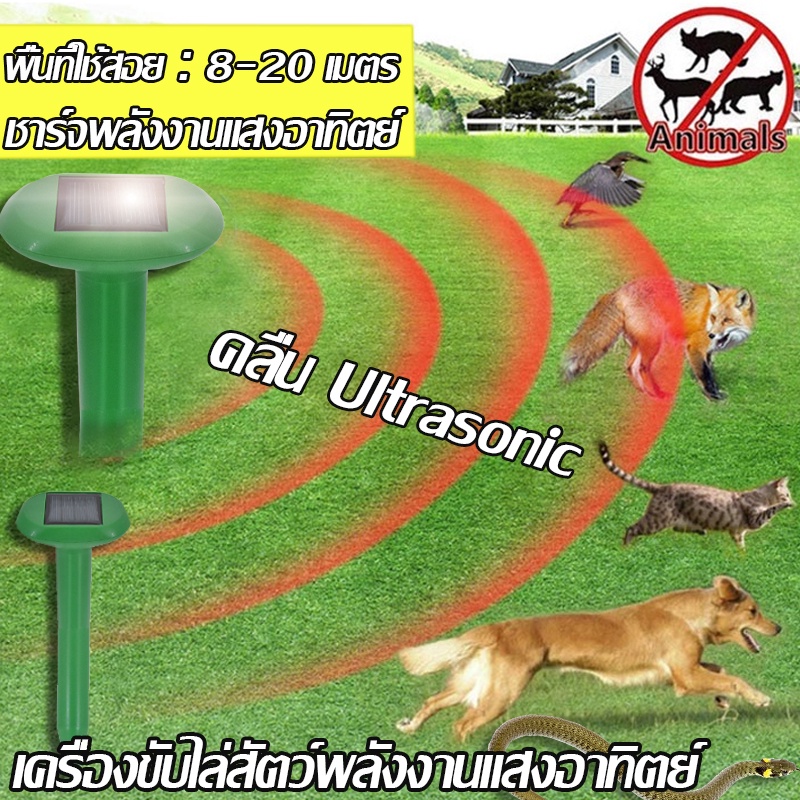 [ประกัน 5 ปี] ไล่นก เครื่องไล่นก เครื่องไล่หมา อัลตราโซนิกโดยพลังงานแสงอาทิตย์ อัลตราโซนิกอุปกรณ์ไล่นกไล่หนูไล่หมา