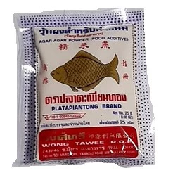 ผงวุ้น ตราปลาตะเพียนทอง น้ำหนัก 25 กรัม ใช้หสำหรับทำวุ้นถ้วย,เค้กวุ้น และขนมต่างๆ