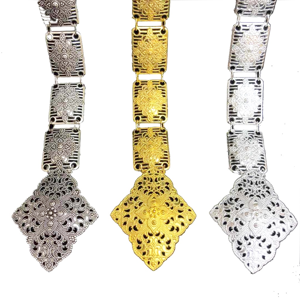 Vintage jewelry เข็มขัดราคาพิเศษยาว 42 นิ้วเข็มขัดไทยออเจ้าเข็มขัดผ้าถุงล้านนาสีทอง ทองครึ่งสลึง