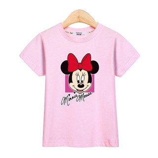 girls tops kids short sleeve tshirtเสื้อยืดแขนสั้นพิมพ์ลาย minnie mouse เครื่องแต่งกายสําหรับเด็ก