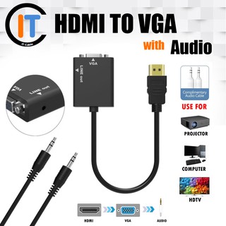 อะแดปเตอร์ แปลงสัญญาณ HDMI ไปVGAพร้อมสายเสียง Audio หัวแปลงสัญญาณ HDMI to VGA Converter with Audio HD Cable-Color Family