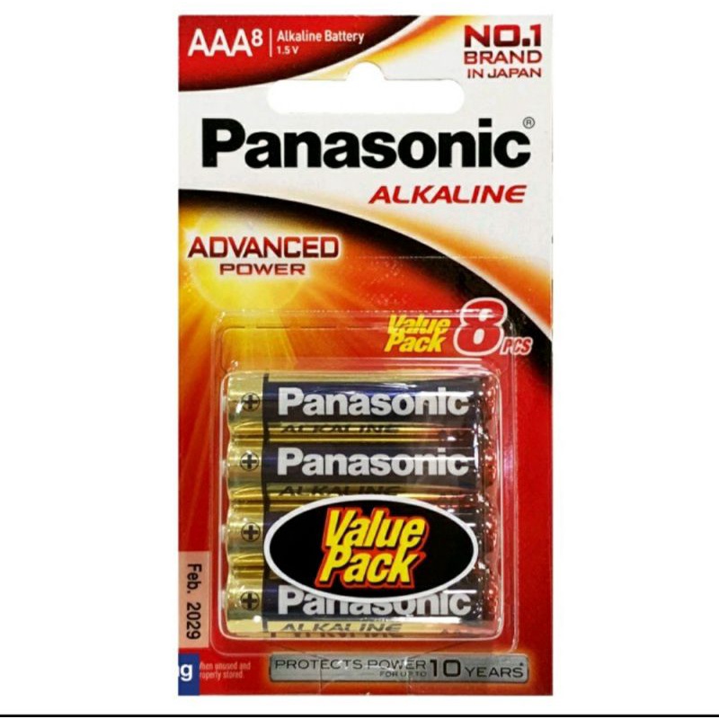 ถ่าน Panasonic alkaline 1.5V ของแท้ แพค 8 ก้อน(เลือก AA หรือ AAA)