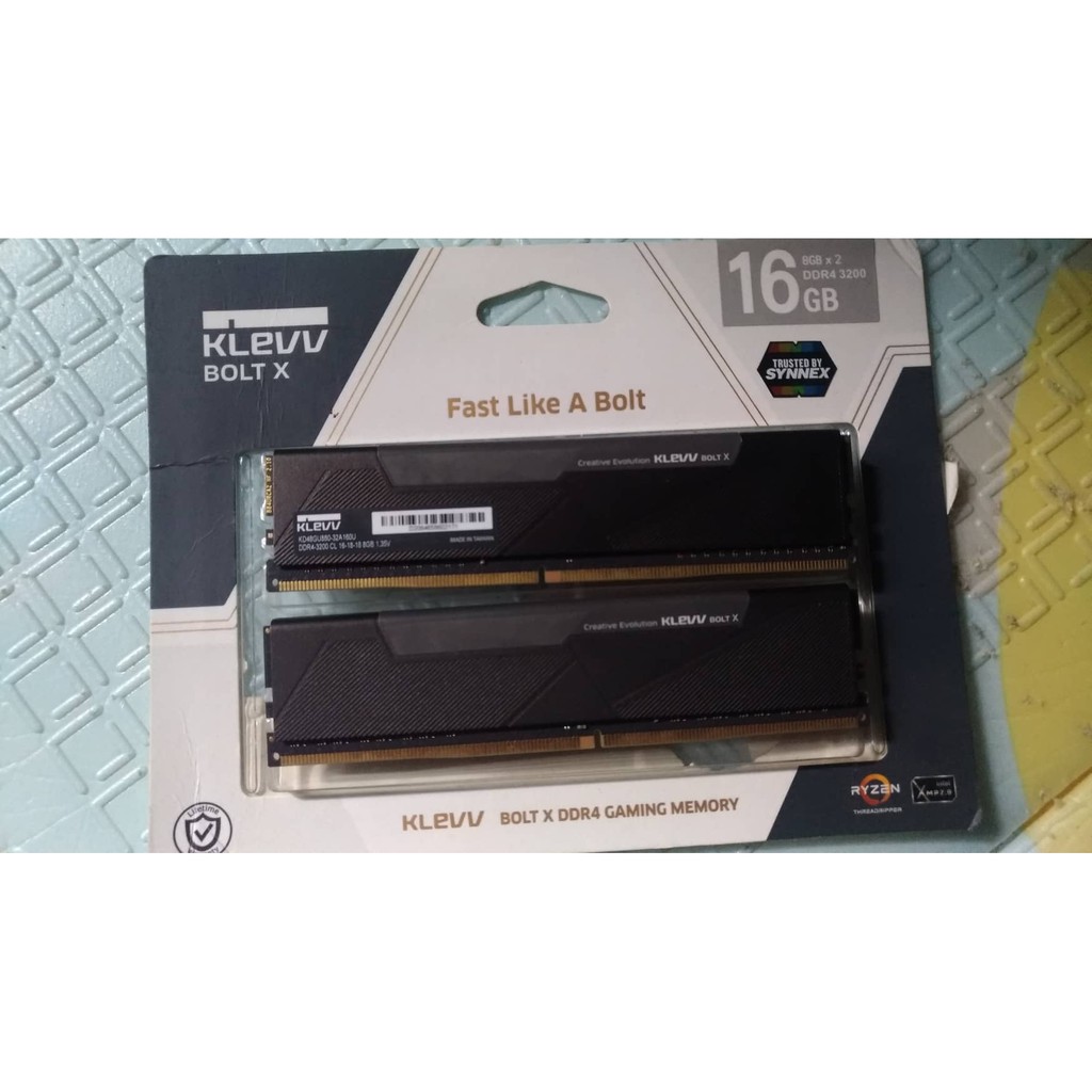16GB (8GBx2) 3200MHz DDR4 RAM PC (แรมพีซี) KLEVV BOLT X (KD48GU880-32A160U)มือสองSynnex LT.