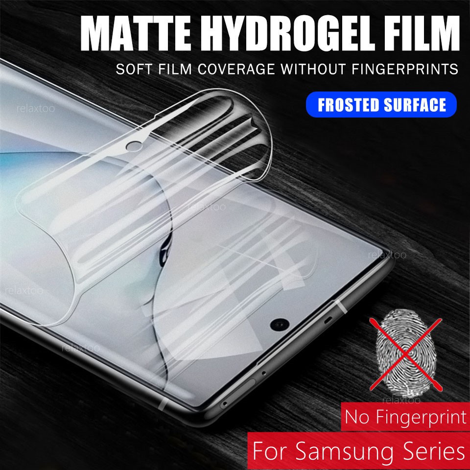 ฟิล์มกันรอยเต็มจอ Frosted Hydrogel สำหรับ Samsung Galaxy Note 8 9 10 20 note20 S8 S9 S10 S20 FE note10 S21 Plus Ultra Z Flip note10+ s20fe S20+ S9+ S21+ 5G 4G matte soft hydrogel film screen protector, Not Tempered Glass